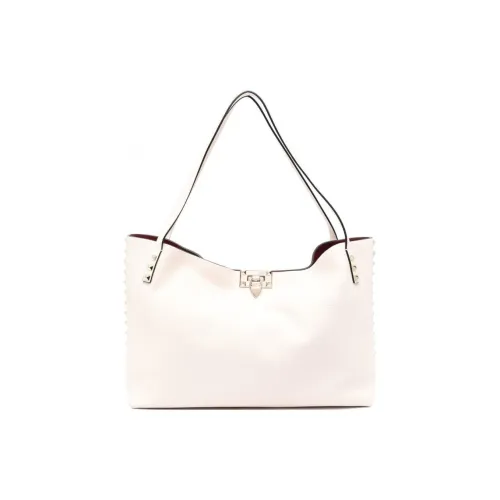 Valentino Rockstud Кожа Тоут Сумка Сумка для покупок Сумка Женская Цвет Слоновая кость