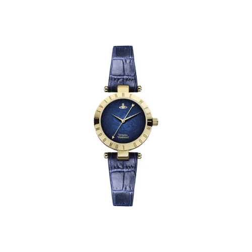 Vivienne Westwood часы Кварцевый механизм Кожаный ремешок 37 мм Синий циферблат Женские часы VV092NVNV