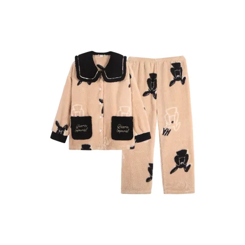 Sha Qian Пижамный комплект Зимний Женский Хаки