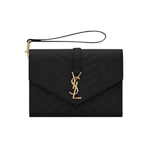 SAINT LAURENT Клатч из коровьей кожи стандартный женский черный