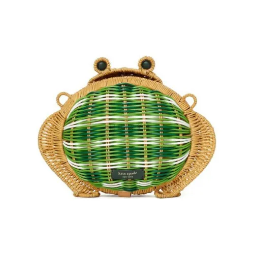 Kate Spade Соломенная плетеная сумка из прутьев ивы сумка-тоут сумка через плечо сумка на плечо маленькая женская зеленый и желтый