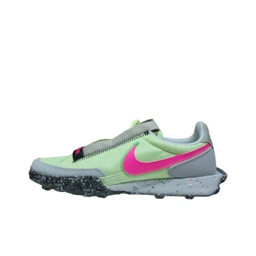 nike Waffle Racer Barely Volt Shock Absorbers Slip-resistant Low Top Casual Shoes Women's Green Pink nike Waffle Racer Barely Volt Shock Absorbers Низкий топ повседневная обувь для женщин зеленый розовый