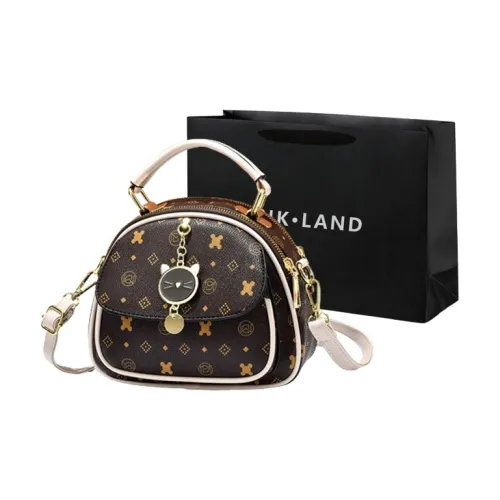 PINK·LAND ПУ (полиуретан) Маленькая круглая сумка через плечо женская