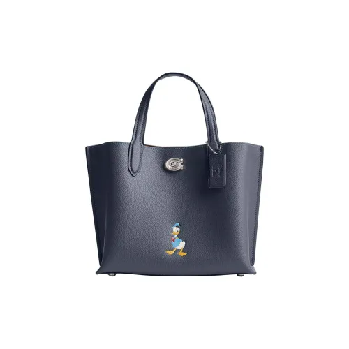 COACH Disney Collaboration Willow Кожа Тоут Сумка Сумка для покупок Сумка среднего размера Женская Джинсовая Разноцветная