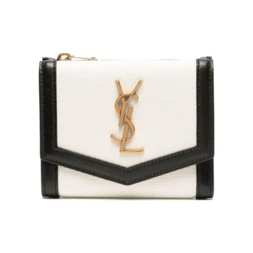SAINT LAURENT CASSANDRA Холст Кошелек Женский Белый и Черный