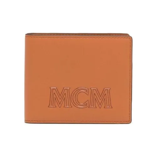 MCM Aren Телячья кожа Кошелек Маленький Мужской Коньяк