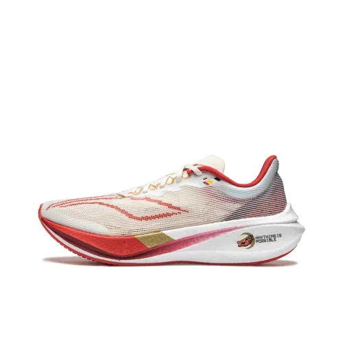 LINING Feidian 3 Challenger Беговые кроссовки Низкий верх Красный Белый Женские