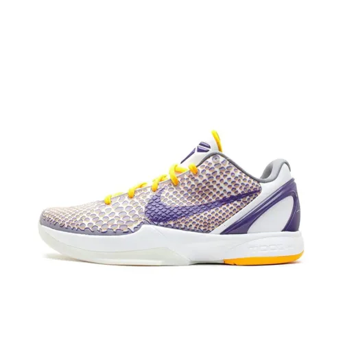 Nike Zoom Kobe 6 Амортизаторы Slip-resistant устойчивые к истиранию Низкий топ Баскетбольные кроссовки Мужские Белый Фиолетовый