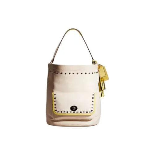 COACH Legacy Перчатка из дубленой кожи Сумка-ведро Сумка через плечо Сумка Большая Женская Кремово-белая