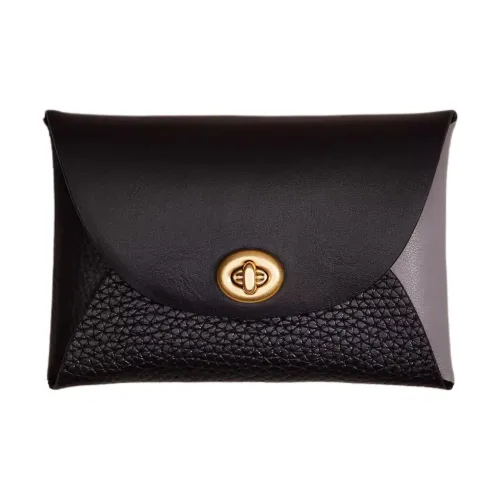 COACH Pouch Кожа Монета Кошелек Кошелек Клатч Женский Черный и Серый