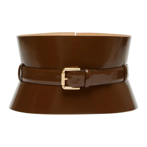 MaxMara Brushed Finish Шпилька Кожаные ремни Женские Коричневый Ширина 17,5CM
