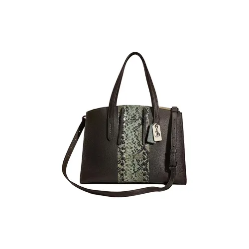 COACH Charlie Галька Кожа Тоут Сумка Сумка для покупок Сумка Сумка через плечо Стандартная Женская Черная