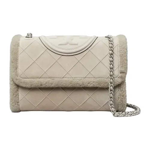 TORY BURCH Fleming Замша Сумка через плечо Сумка на плечо Женская Серый Хлопок