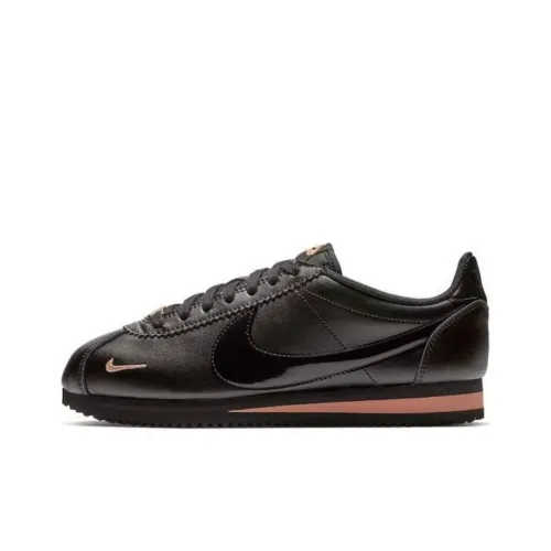 Nike Classic Cortez Устойчивый к истиранию Дышащие Низкие Беговые кроссовки Женские Черные