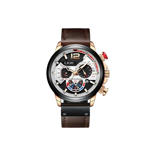 LIGE Кварцевый механизм кожаный ремешок мужские часы циферблат с открытым механизмом модель LG8959