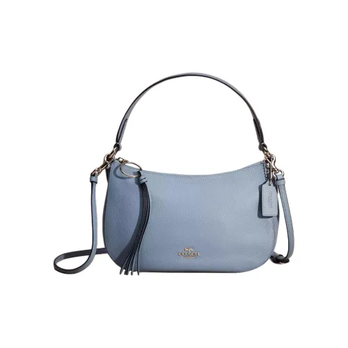 COACH Sutton Кожа Плечо Сумка Сумка Большая Женская Озерный Синий