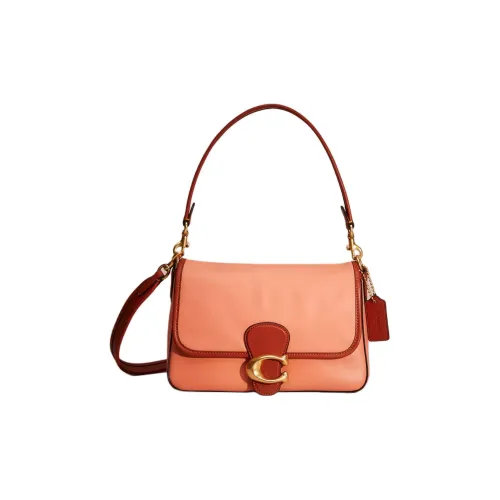 COACH Гладкая кожа Сумка Сумка через плечо Средняя Женская Светло-коралловый