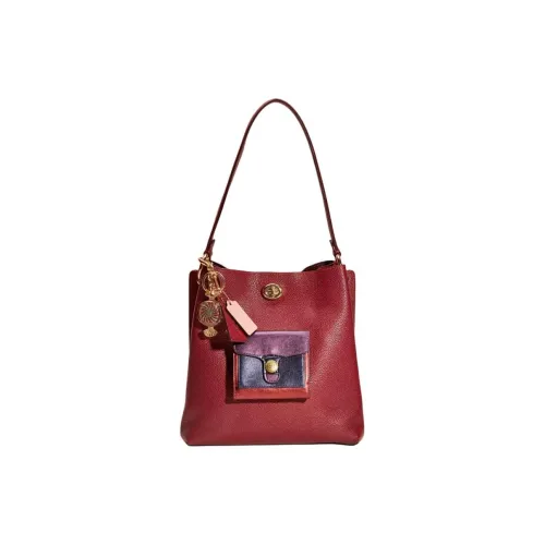 COACH Charlie Кожаная ведрообразная сумка сумка сумка через плечо женская красная