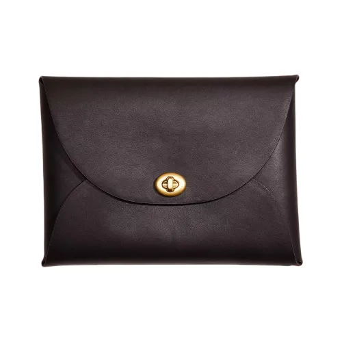 COACH Pouch кожа запястье сумка клатч экстра-большой женский черный