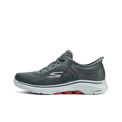 Skechers GO WALK 7 Амортизация Износостойкий Низкий Топ Беговые кроссовки Мужские Серый Красный
