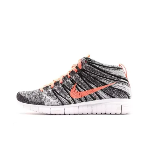 nike Free Flyknit Устойчивый к истиранию Дышащий MID Топ Повседневная обувь Женская Черный Оранжевый