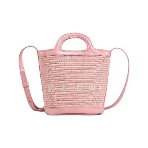 MARNI TROPICALIA Телячья кожа Ведрообразная сумка Портативная сумка через плечо Маленькая женская сумка Светло-розовая