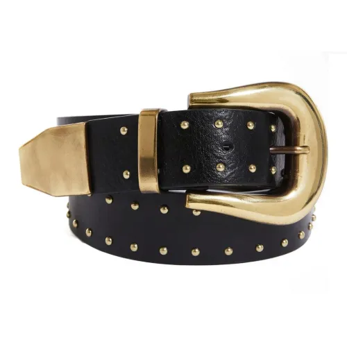 MaxMara Double Row Round Decorative Studs Leather Belts Women's Black Width 3,5CM МаксМара Двойной Ряд Круглые Декоративные Заклепки Кожаные Ремни Женские Черный Ширина 3,5CM