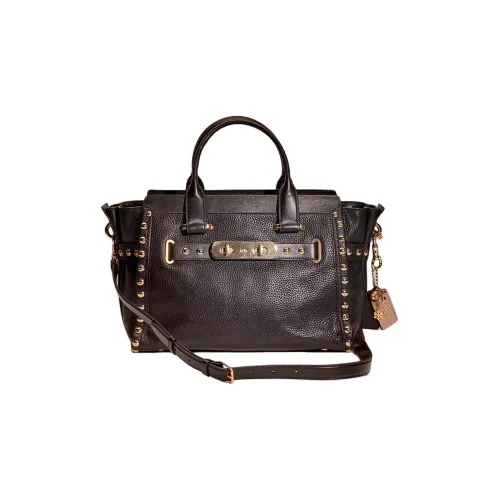 COACH Pebble Leather Briefcase Сумка через плечо Сумка Большая Женская Черная