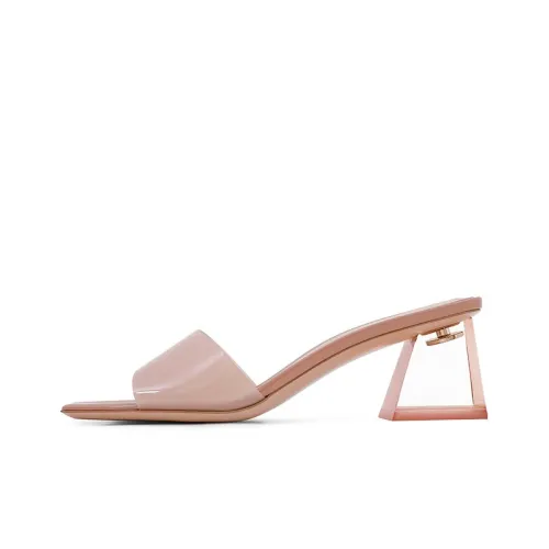 Uncle's House Слипоны Грубый каблук Женские Розовый