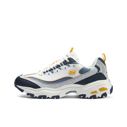 Skechers D'LITES 1,0 Амортизация Износостойкий Низкий Топ Casual Мужской Белый Серый Желтый