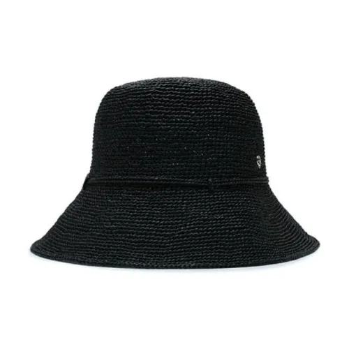 HELEN KAMINSKI Raffia Neoprene Bucket Hats Unisex Black