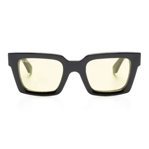 OFF Белый Ацетат Квадратные Солнцезащитные Очки Унисекс Черный