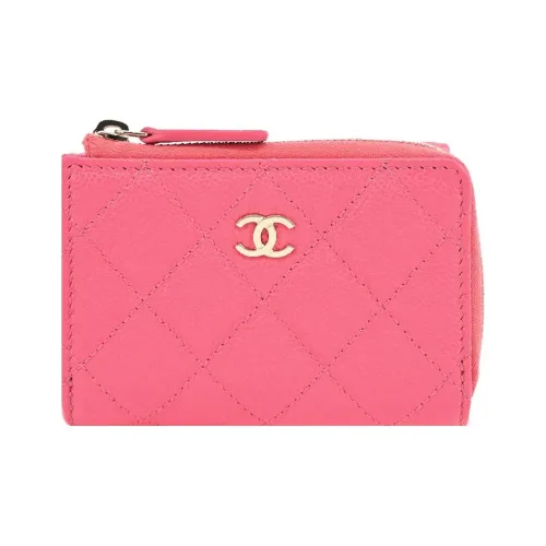 CHANEL Кошелек из телячьей кожи с икорным оттенком женский розовый