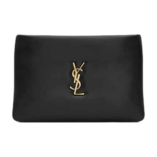 SAINT LAURENT Cassandre Lambskin Clutch Mini Women's Black