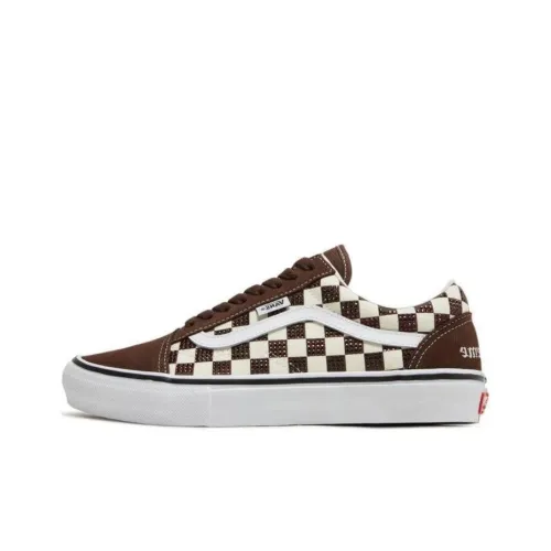 Supreme X Swarovski x Vans Old Skool Collection Амортизация Износостойкие Низкие Кроссовки для Скейтбординга Унисекс Коричневый Белый