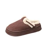 Платформа Ремешок Полу-Хлопок Тапочки-Коричневый