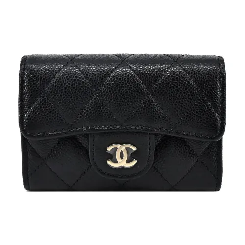 CHANEL Телячья кожа Мелочь Кошелек Key Pouch Женские Черный