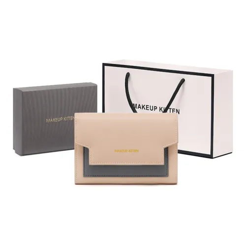 MAKEUP KITTEN Коровья кожа Держатель для карт Монетница Кошелек Женские Serene Розовый Милый Кофейный Коричневый