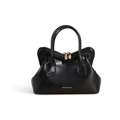 TOMATO POTATO Коровья кожа Сумка Стандартная Женская Черный Экрю Абрикос