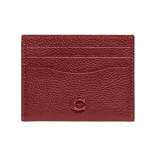 COACH Card Case Коровья кожа Мелочь Кошелек Держатель для карт Женский RUBY RED