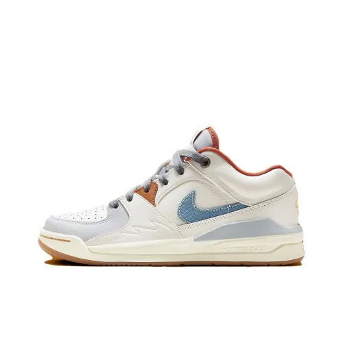 Джордан Stadium 90 Устойчивый к истиранию Дышащие Низкие Баскетбольные Кроссовки Женские Белые Синие