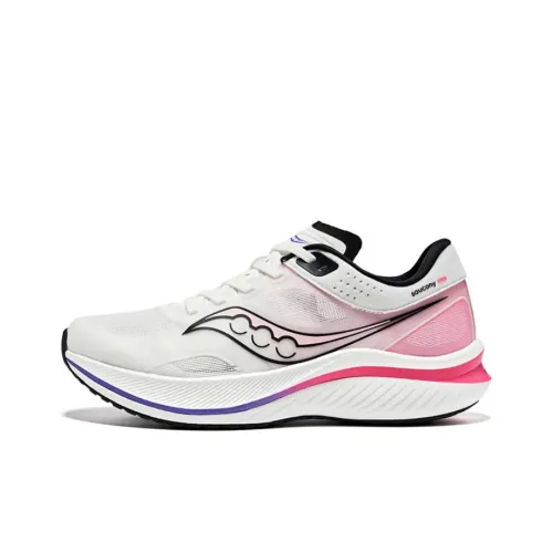 Saucony Slay Амортизация Устойчивость к истиранию Дышащий Отскок Низкий Топ Марафон Беговые кроссовки Унисекс Белый Розовый