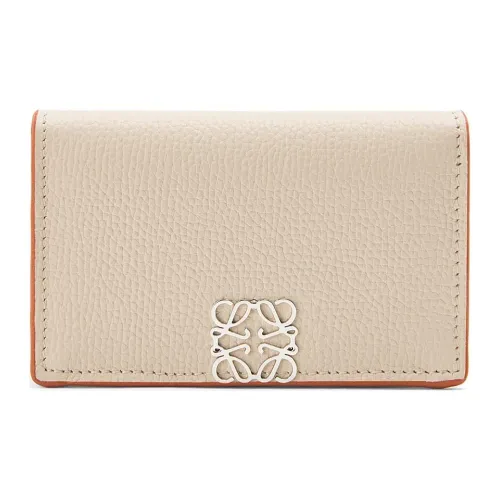 LOEWE Anagram Мягкий Коровья Зернистая Кожа Держатель для визиток Женский Светлый И Эфирно-Серый