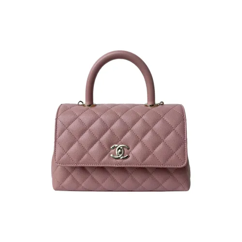 CHANEL Coco Handle Телячья кожа с рельефным узором Золото Металл Сумка через плечо Сумка Женская Розовая