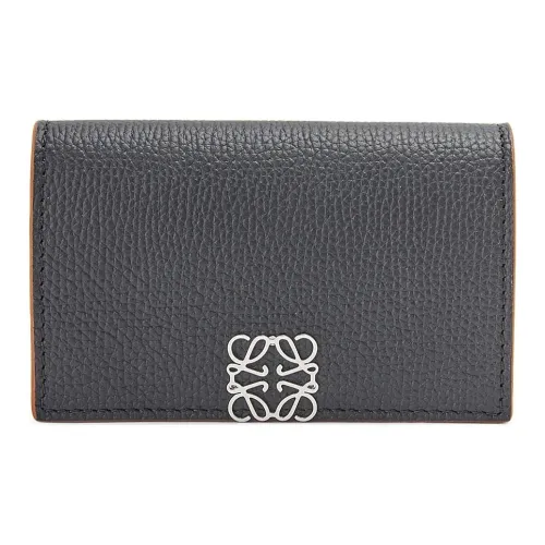 LOEWE Anagram Мягкий Корова Зернистая Кожа Держатель для визиток Женский Черный