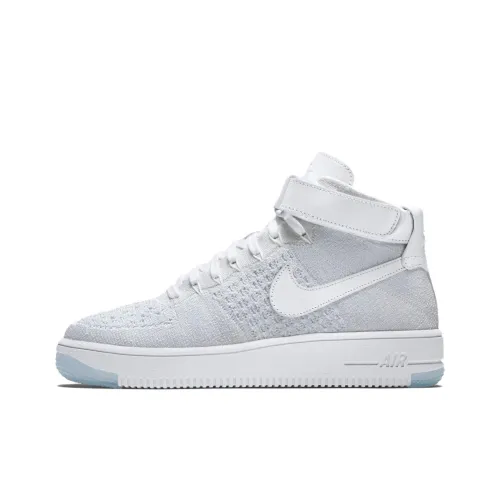 Nike Air Force 1 Flyknit Triple White Mid Топ Скейтбординг Кроссовки Женские Белые
