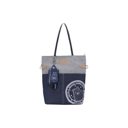 Hello Marche Ткань Denim Холщовая Сумка Сумка-тоут Сумка для покупок Сумка через плечо Сумка Обычная Унисекс Полосы