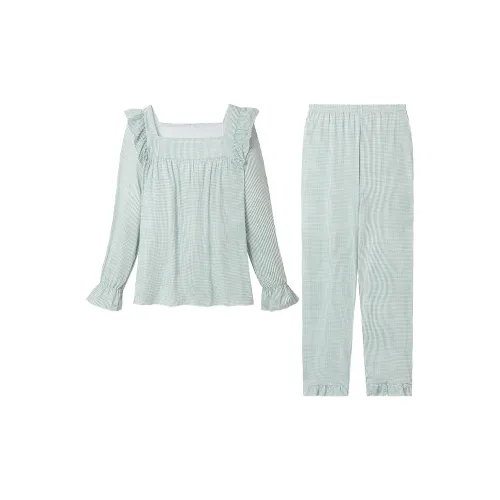 Пижамный комплект Flowers in Water женский синий клетка