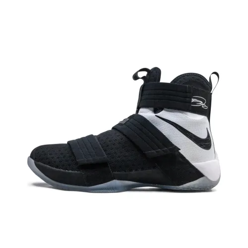 Nike Zoom Soldier 10 LeBron Черный Белый Нескользящий Легкий Высокий Топ Баскетбольные Кроссовки для Игры Мужской Черный