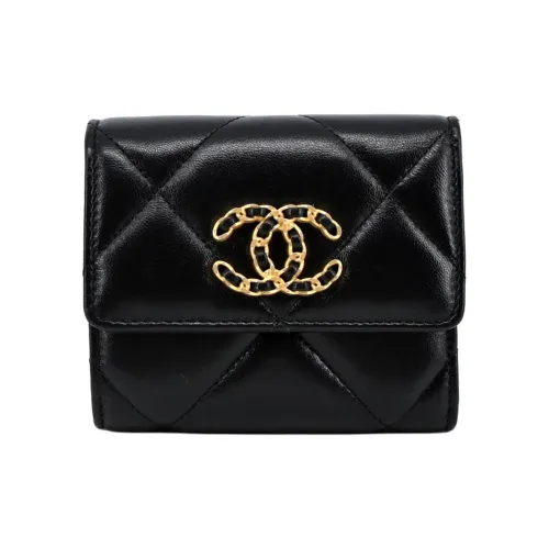 CHANEL Lambskin Wallet Women's Black